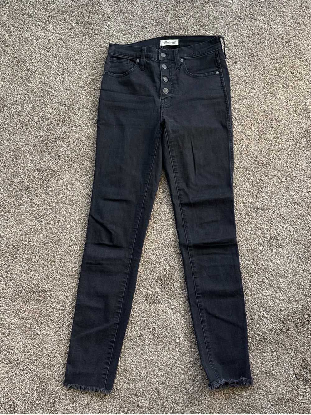 Madewell Women’s 27Tall Black 10” High-Rise Button-Fly Skinny Jeans 31” Inseam